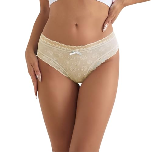 Unterhosen Damen Baumwolle Unterwäsche Slip Slips Soft Stretch Atmungsaktiv Koffertaschen Unterwäsche (Yellow, M)