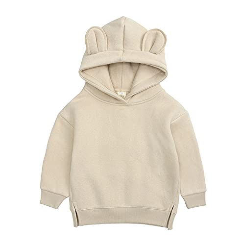 Generisch Junge Pullover 92 Kleinkind-Mädchen-Ohr-Baby-Säuglings-nettes Sweatshirt-festes Hoodie-Oberseiten-Oberseiten Pullover Herren Jack (Beige, 12-24 Months)