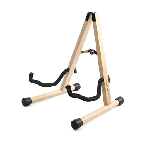 Gitarrenständer aus Holz, Gitarrenbodenständer, akustische elektrische Holzrahmen, klappbarer Gitarrenhalter, verstellbar, für Bass, Cello, Mandoline, Banjo, Ukulele (natürliche Holzfarbe)