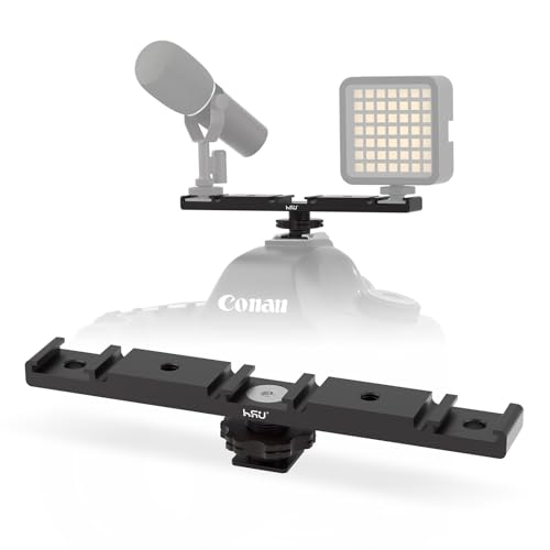 HSU Blitzschuhadapter Halterung, Kalte Schuhhalterung Verlängerungsadapter für Externes Blitzgerät Mikrofon LED Videomonitore Kamera Zubehör （Längeres Modell）