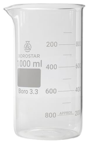 Borostar Becherglas (Boro 3.3), hohe Form mit Graduierung und Ausguss, 1000 ml
