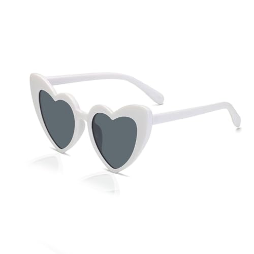 Herz Sonnenbrille,Herzbrille Weiß Damen,Vintage Sonnenbrillen Herzform,Heart shaped Brille Braut Accessoires Hochzeit,Festival Party Brillen,Personalisiert Herzen Sunglasses Herzsonnenbrille für Bride