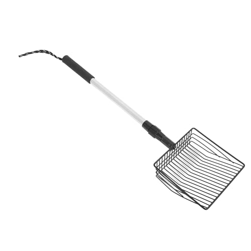 BOTEGRA Hühnerkotschaufel mit Langem Griff, Ergonomisch, Verstellbar, Feines Sieb, Ausziehbar, Katzenkotschaufel für Hühnerstall (Modell A 2-teiliger Griff)