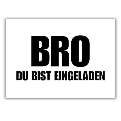 celebr8te 12x lässige Geburtstagseinladungen - BRO Einladungskarten für Kindergeburtstag Jungen - Teenager Party Einladungskarten inkl. Messenger Bild & Urlaubsgutschein