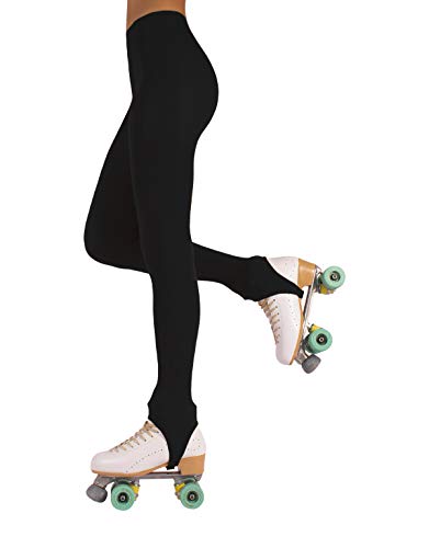 CALZITALY PACK 1 oder 2 PAARE - Damen Rollschuh und Eiskunstlauf Steg Strumpfhose | Karamell, Hautfarbe, Schwarz | S, M, L | 70 DEN | Made in Italy (M, Schwarz)