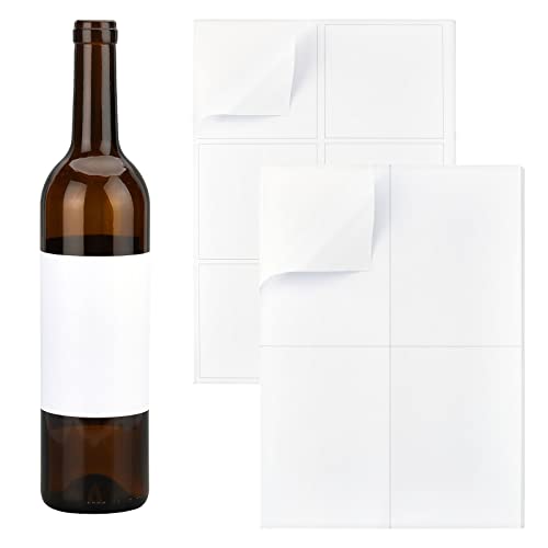 PandaHall 100 Stück Leeres Weinetikett 2 Größen Mattweißer Etikettenaufkleber 9.3X9.6cm/14.8x10.5cm Selbstklebende Weinflaschenetiketten Inkjet-Bedruckbare Aufkleber Für Hausgemachte Weinhochzeits