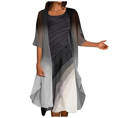 Sommerkleider Damen Knielang,ausgefallene Abendkleider,Kleid a Linie Sommer,gebrauchte Brautkleider,brautkleid Knielang,Outfit für Hochzeit als gast,Reformation Kleid(B-Grau,XL)