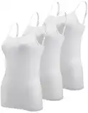 BQTQ 3 Stück Unterhemd Damen Basic Tank Top Ärmelloses Camisole Spaghettiträger Tops mit Verstellbarer Strap für Damen und Mädchen (Weiß, M)