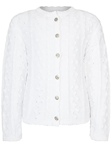 Isar-Trachten Kinder Strickjacke Leonie Ajourmuster 47063 | Weiß 104