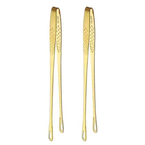2 Stück Edelstahl Gold Küchenzange, Multifunktions Kochzange Küchen Servierzange zum Kochen von Meeresfrüchten und Grillbuffet, Kuchen, Salat, 240x13mm