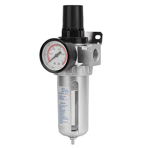 Candeon 1/2" BSP Druckluft Filterregler, Druckluft Wasserabscheider Druckminderer Mit Manometer, Druckluftfilterregler Druckluftregler Filter Reglerkombinationen Mit Montageanschluss Für Kompressor