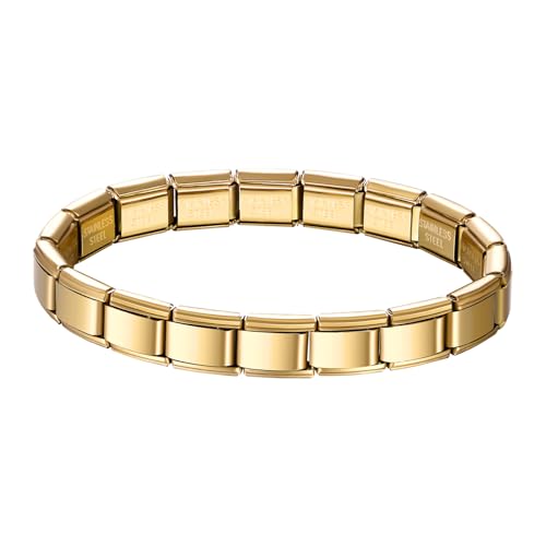 JewelryWe Italian Charms Bracelet Gold: 9mm DIY Abnehmbar Module für Italienische Armbänder Edelstahl Italian Charm Bracelet Charms Nomination Armband, Italian Style Charms für Damen