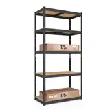 baudim - Metallregal: Flexibles Stahlregal für Lager und Keller. Robustes Steckregal mit anpassbaren Böden. Lastenregal 875kg 5 MDF-Böden anthrazit, 180x70x30cm