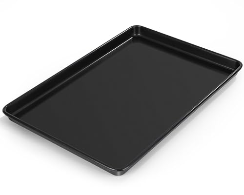Terlulu Backblech, 44,4 x 30 x 2,5cm, Karbonstahl Backblech Kuchenblech mit Antihaftbeschichtung, Rechteckige Backform Ofenblech für Backen Kochen Servieren, Gesund & Robust, Leicht zu Reinigen