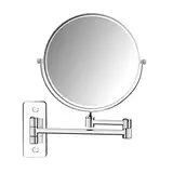 8-Zoll-Schminkspiegel zur Wandmontage, 3-fache Vergrößerung, zweiseitig, um 360 ° drehbar, höhenverstellbar, kosmetischer, erweiterbarer Badezimmer-Kosmetikspiegel in runder Form, Chrom, 6-Zoll-Quadra