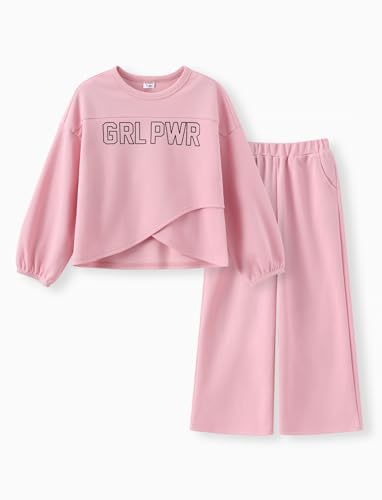 PATPAT Bekleidungssets Mädchen, Langarm T-Shirt Mädchen & Hosen Mädchen, Top Mädchen, Mädchen Kleidung, Activewear für Mädchen, Kinderkleidung Mädchen, Sport Geschenk für Mädchen 5-14 Jahre134-140cm