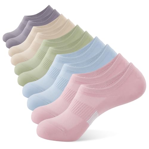 BUDERMMY Sneaker Socken Damen 35-38 39-42, Füßlinge Sneakersocken mit Rutschfest Silikon Laufsocken Kurze Socken Unsichtbar No Show Socken Damen(mehrfarbig 39-42)