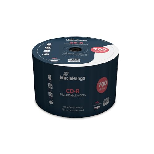 MediaRange CD-R 700MB|80min 52-fache Schreibgeschwindigkeit, 50er Cakebox