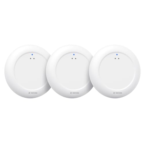 X-Sense Wassermelder WLAN, Smarter Wassermelder, mit App-Warnungen（nur 2.4G）, wasserdicht nach IP67, Funk-Wassersensor für Küche, Bad, Keller, SBS50 Basisstation erforderlich, SWS0A, 3er Set