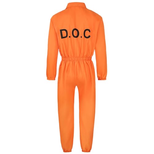 Sträfling Kostüm Herren Overall Orange Prisoner Costume Häftling Kostüm Damen Jumpsuit Faschingskostüme Männer Gefängnis Kostüm Damen mit Reißverschluss Gefangener Kostüm Erwachsene Halloween Karneval