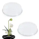 vcsjw 2 Stück Steckigel Blumen für Ikebana,Blumenigel für Vasen,Rund Kunststoff Blumensteckigel mit 3 Saugnäpfen für DIY Arrangements Blumenhandwerk - 6.8cm