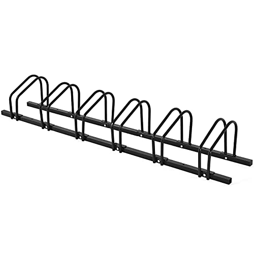 COSTWAY Fahrradständer Standparker Bodenständer Aufstellständer mit 4/5/6 Fahrrad Stellplätze, Mehrfachständer Stahl für Garage und Garten (Für 6 Fahrräder, Schwarz)