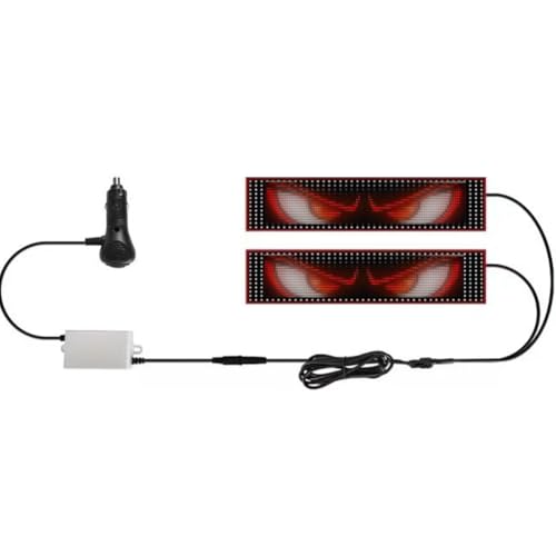 BomKra 2PCS Teufelsaugen-Lichter für Autos - LED Augen für Auto, Flexibler LED Display Auto mit Fernbedienung, DIY Auto Dynamische LED Display für Jedes Auto (16.6 X 60CM)