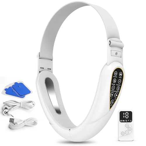 Elektrisches V-Face Shaping Massager + Elektrostimulationsgerät (2026 Version,2 Therapien mit einem Gerät) EMS Facelifting Gerät Rote und Blaue Phototherapie Gesichtsmassagegerät 5 Modi,Fernbedienung