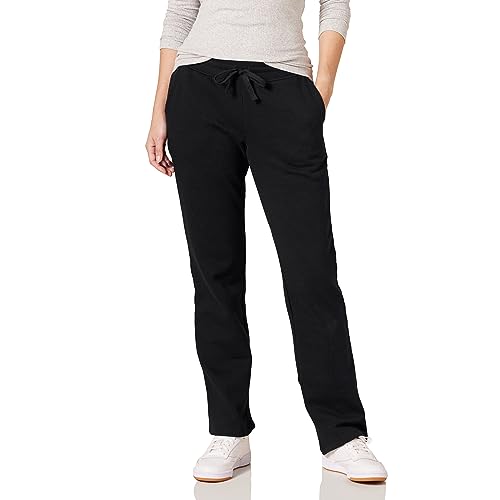 Amazon Essentials Damen Jogginghose aus Fleece mit geradem Bein in normaler Passform (in Übergrößen erhältlich), Schwarz, M