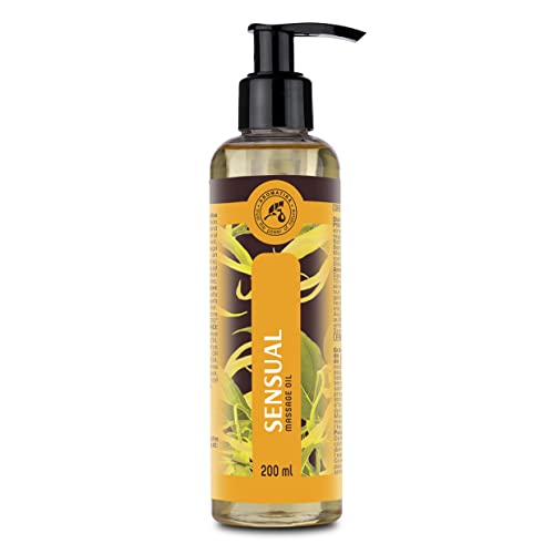 Sinnliches Massageöl 200 ml - Körperöl mit Ylang Ylang Öl & Jojobaöl - Mandelöl und Traubenkernöl - Pfirsichkernöl - Massageöl für Paare - Körperpflege Öl - Hautpflege - Kissable Massage Oil