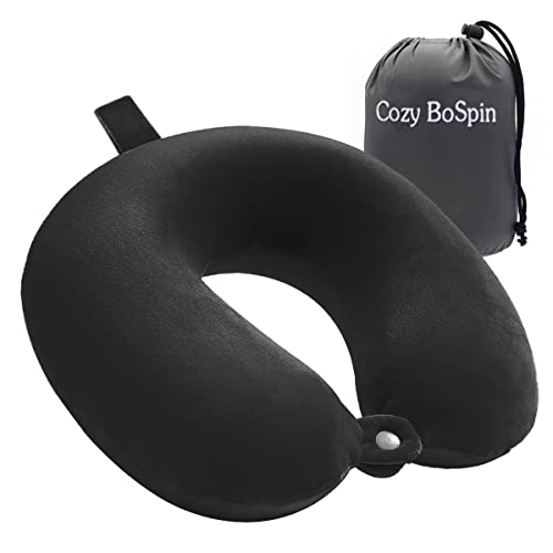 Cozy BoSpin Reisekissen- Perfektes Memory Foam Nackenkissen Stützkissen，kompakt und leicht, schnell gepackt,Schlafrestkissen (Schwarz)