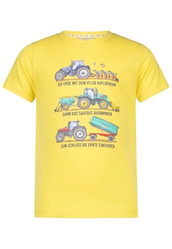 SALT AND PEPPER BY KIDS PARK Jungen Traktoren Print aus S.Jersey T-Shirt, Yellow, 128 cm-134 cm