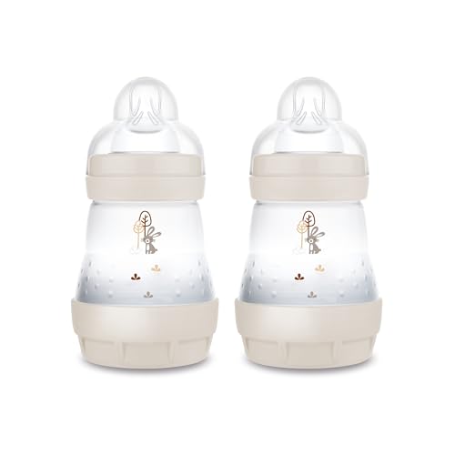 MAM Easy Start Anti-Colic Babyflasche | Milchflasche für Neugeborene | 94% Akzeptanz | 80% weniger Koliken | stillfreundliche Trinkflasche | Sauger Gr. 1 | 160ml | 0+ Mon | uni | Hase | 2 Stück