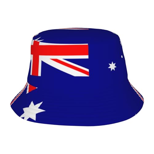 Australische Flagge, stilvoller Fischerhut für Damen und Herren, Sonnenschutz, Fischerhut mit klassischem Design, ideal für Outdoor-Aktivitäten, Australische Flagge, Einheitsgr��e
