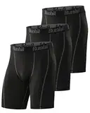 Runhit 3er Pack Herren Kompressionsshorts - Base Layer Sport Unterhosen Funktionsunterwäsche Tight Kompressionshose Kurz Laufunterwäsche Radlerhose L