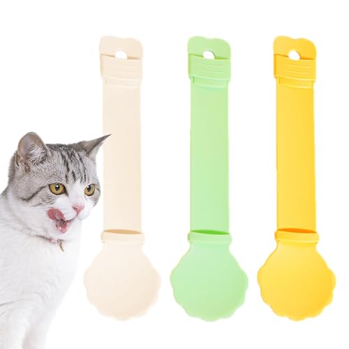 Einmachlöffel für Tierfutter, Quetschlöffel für Katzenstreifen, Futterspender für Katzenstreifen – Katzenlöffel in Dosen | 3er-Pack Flüssig-Snack-Spender, Tiernahrungsspender, Katzenriegel, Quetscher,