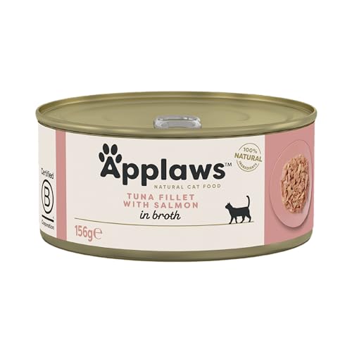 Applaws 100% Natural Premium Katzennassfutter, Thunfischfilet mit Lachs in Brühe - Packung mit 24 x 156g Dosen