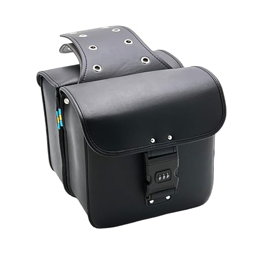 Hbbgdiy Motorrad -Satteltaschen 4.7x9.8x9.5 PU Leder -Motorrad -Seitenbeutel mit Tarif- und Bindungsseilwasser, Sonne und kratzfestem Motorradbeutel zur Lagerung, schwarzes 1 Paar