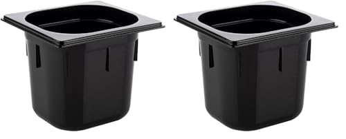 APS 82078 GN 1/6 Behälter, Gastronormbehälter aus Polycarbonat, Abmessungen 176 x 162 mm/Höhe 150 mm/Volumen 2,2 Liter, schwarz (Packung mit 2)