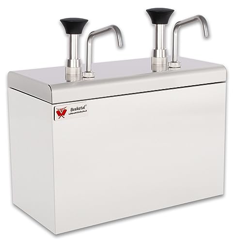 Beeketal 'MSP-2' Gastro Saucenspender Pumpspender 2 x 2 Liter Volumen, extra breite und stabilee Kolben | Edelstahl Konstruktion | Pumpstation ideal als Spender für Ketchup, Mayonaise oder Senf