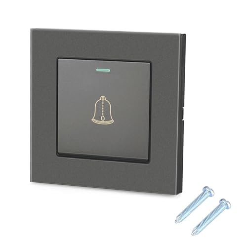 Klingeltaster 8,6 x 8,6cm, Türklingel Schalter Klingelknopf Außen Druckknopf Türklingel Schalter Türklingelschalter mit Schrauben 220~250V Klingeltaster Klingeltaster Unterputzmontage Home (Grau)