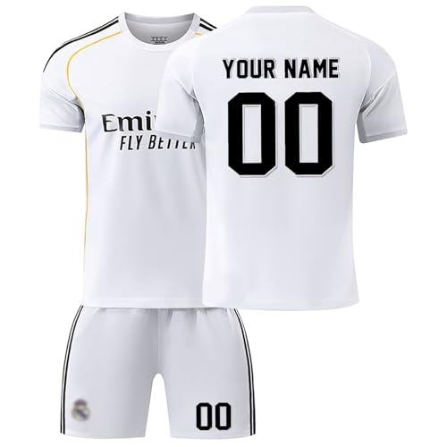 R. M. Fußball Trikot Kinder Personalisiert mit Eigenem Namen & Nummer Fussball Trikot Herren Jungen Fussballtrikot Set Fußball Jerseys Fussball Geschenke für Fußballfans #A20