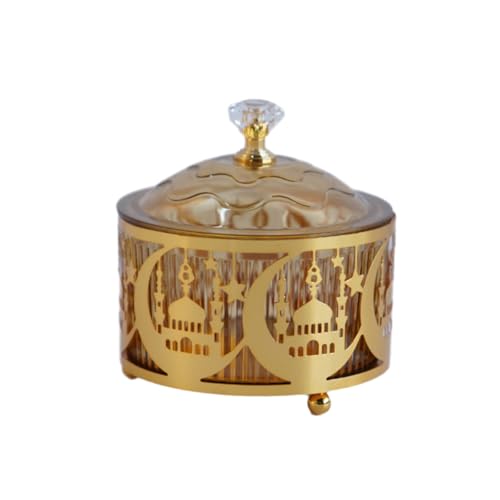 Toyhood Eid Mubarak Metall Candy Tray mit Deckel, Ramadan Dessert Tray Serving Platters, Ramadan Food Storage Container, für Islam Muslim Eid Ramadan Dekoration