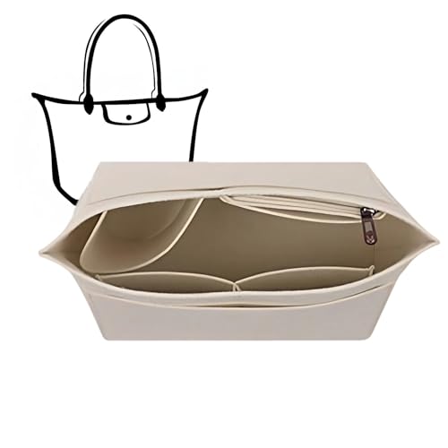 Charinor Premium Taschen Organizer für Longchamp, Taschenorganizer L aus Filz(BeigeL)