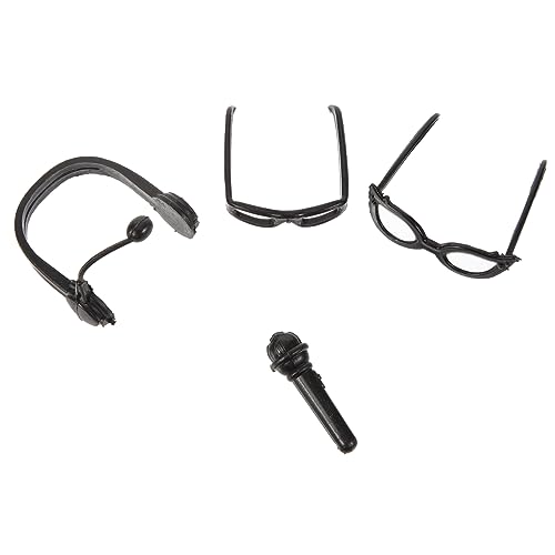 CIYODO 1 Satz Schnapsgläser Mini-mikrofon Kopfhörer Headset Puppe Sonnenbrille Brillen Mikro-landschaftsdekoration Puppenbrille Mädchen Puppe Brille Auffällige Gläserdekore Plastik Black