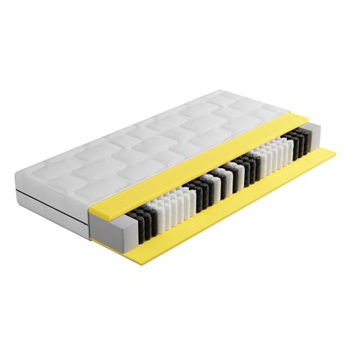 BMM Matratze 90x200 cm Ortho Medic Plus Taschenfederkernmatratze Härtegrad H4/Öko-Tex Zertifiziert/ergonomische 7 Zonen Matratze Höhe 25 cm/Matratzen produziert in Deutschland