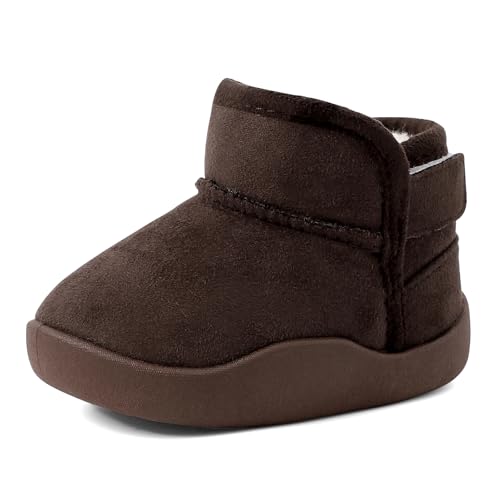 Cheerful Mario 1-5 Jahre Winterstiefel Baby Jungen Mädchen Kleinkinder Winter Schuhe Lauflernschuhe Warmes Plüsch Gefüttert Leicht Anzuziehen Braun 22 EU