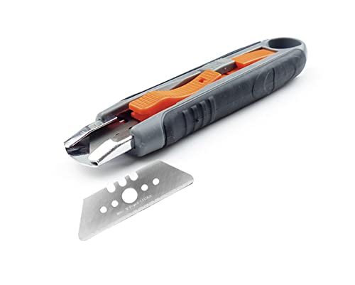Gemel 2: Profi-Sicherheitsmesser Mure & Peyrot, vielseitig einsetzbar, mit großer einziehbarer Klinge (65 mm) + arretierbar im Ruhezustand, Stahlklinge mit runden Enden, wendbar.