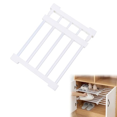 Helweet Ausziehbares Regalböden, Schrank Klemmregal, Aufbewahrungsorganizer Teleskopregal, Lagerregal Regal Separator Abteil, für Schränke, Schuhregale, Lagerregale, Einstellbare Länge 23–30 cm