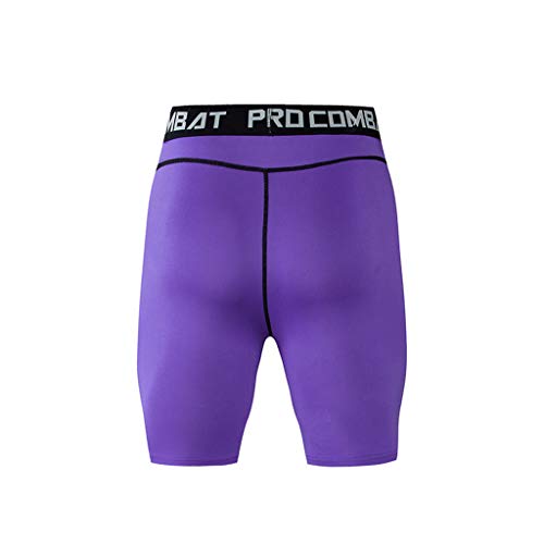 Laufen Hose Damen Kurz für Herren, schnell trocknend, elastische Kurze Sporthose Schwarz Mit(Lila,XL)